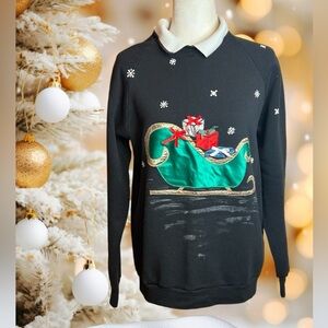 Vintage Christmas Sunbelt Sportswear 90s Crewneck Sweater  XL  Santas Sleigh
